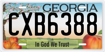 GA license plate CXB6388