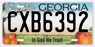 GA license plate CXB6392