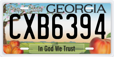 GA license plate CXB6394