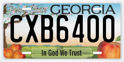 GA license plate CXB6400