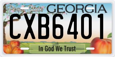 GA license plate CXB6401
