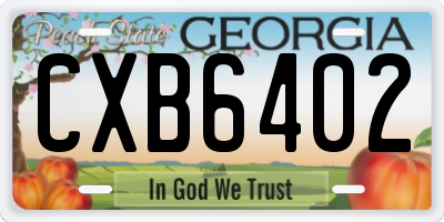 GA license plate CXB6402