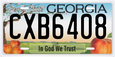 GA license plate CXB6408
