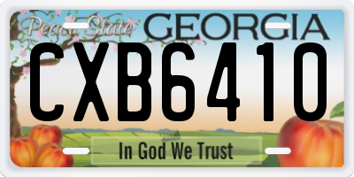 GA license plate CXB6410