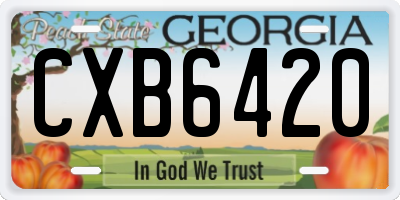 GA license plate CXB6420