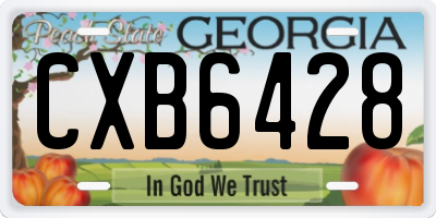 GA license plate CXB6428