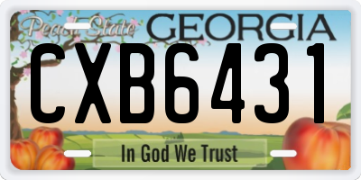 GA license plate CXB6431