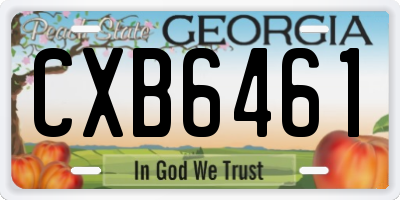 GA license plate CXB6461