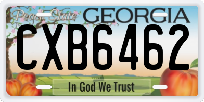 GA license plate CXB6462