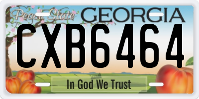 GA license plate CXB6464