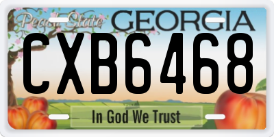 GA license plate CXB6468