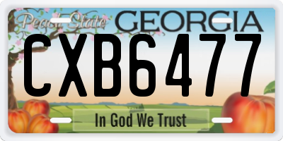 GA license plate CXB6477