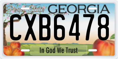 GA license plate CXB6478