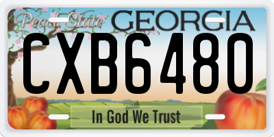 GA license plate CXB6480