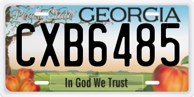GA license plate CXB6485