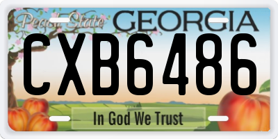 GA license plate CXB6486