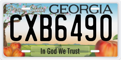 GA license plate CXB6490
