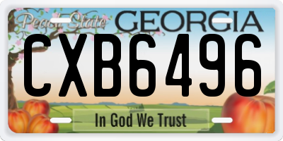 GA license plate CXB6496
