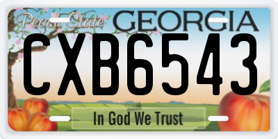 GA license plate CXB6543