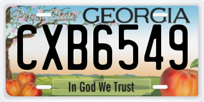 GA license plate CXB6549