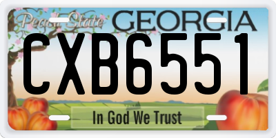 GA license plate CXB6551
