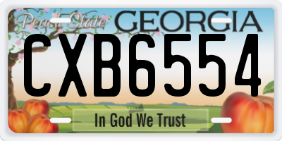 GA license plate CXB6554