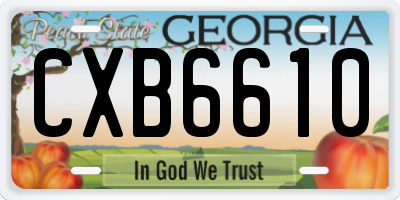 GA license plate CXB6610