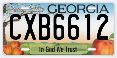 GA license plate CXB6612