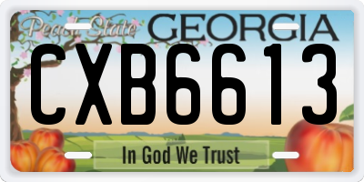 GA license plate CXB6613