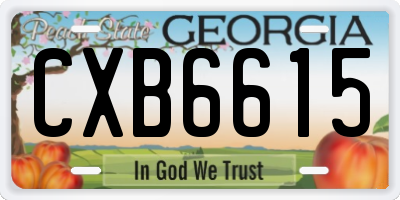 GA license plate CXB6615
