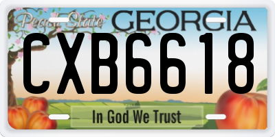 GA license plate CXB6618