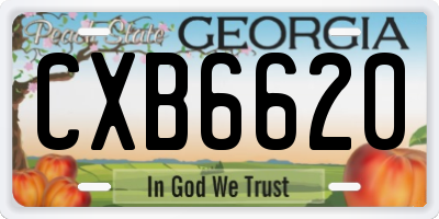 GA license plate CXB6620