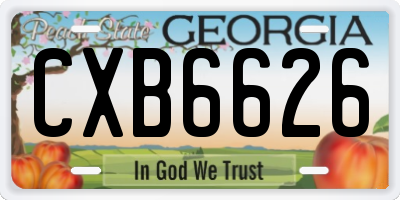 GA license plate CXB6626