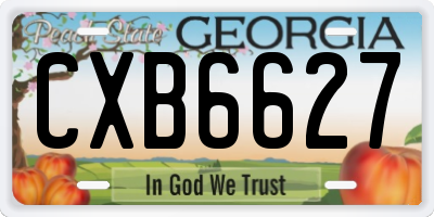 GA license plate CXB6627