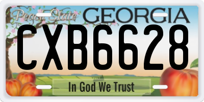 GA license plate CXB6628