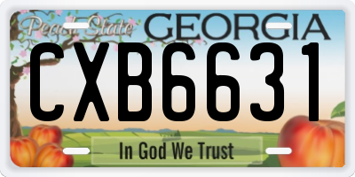 GA license plate CXB6631
