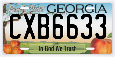 GA license plate CXB6633