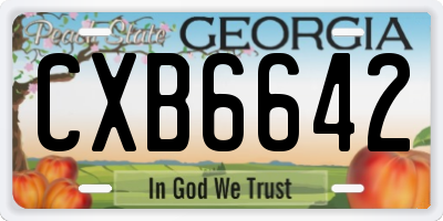 GA license plate CXB6642