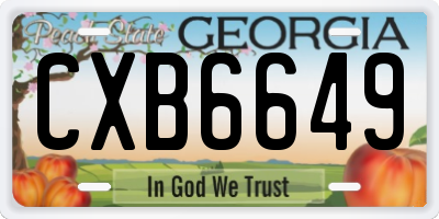 GA license plate CXB6649