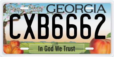 GA license plate CXB6662