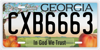GA license plate CXB6663