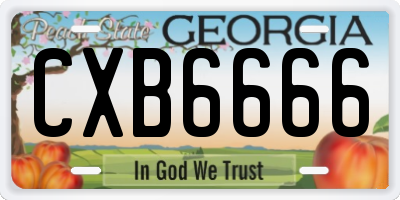 GA license plate CXB6666