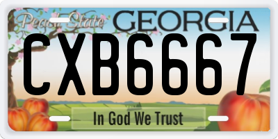 GA license plate CXB6667
