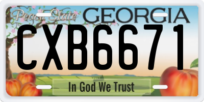 GA license plate CXB6671