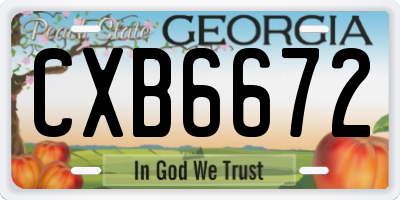 GA license plate CXB6672