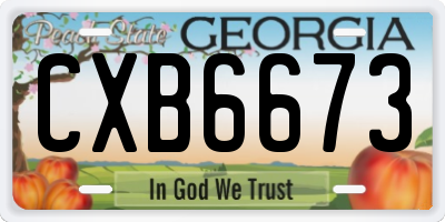 GA license plate CXB6673