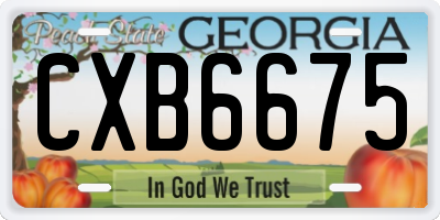GA license plate CXB6675