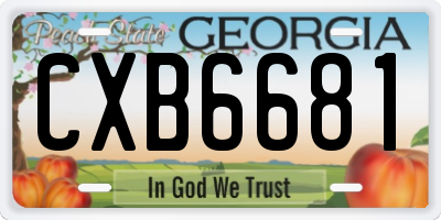 GA license plate CXB6681