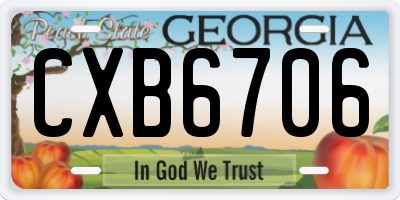 GA license plate CXB6706