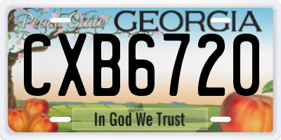 GA license plate CXB6720